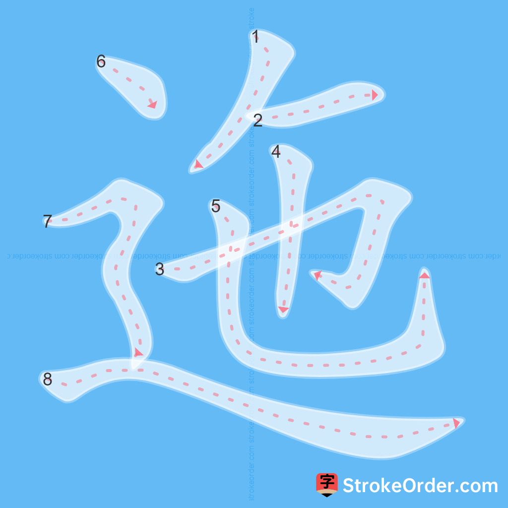 Standard stroke order for the Chinese character 迤