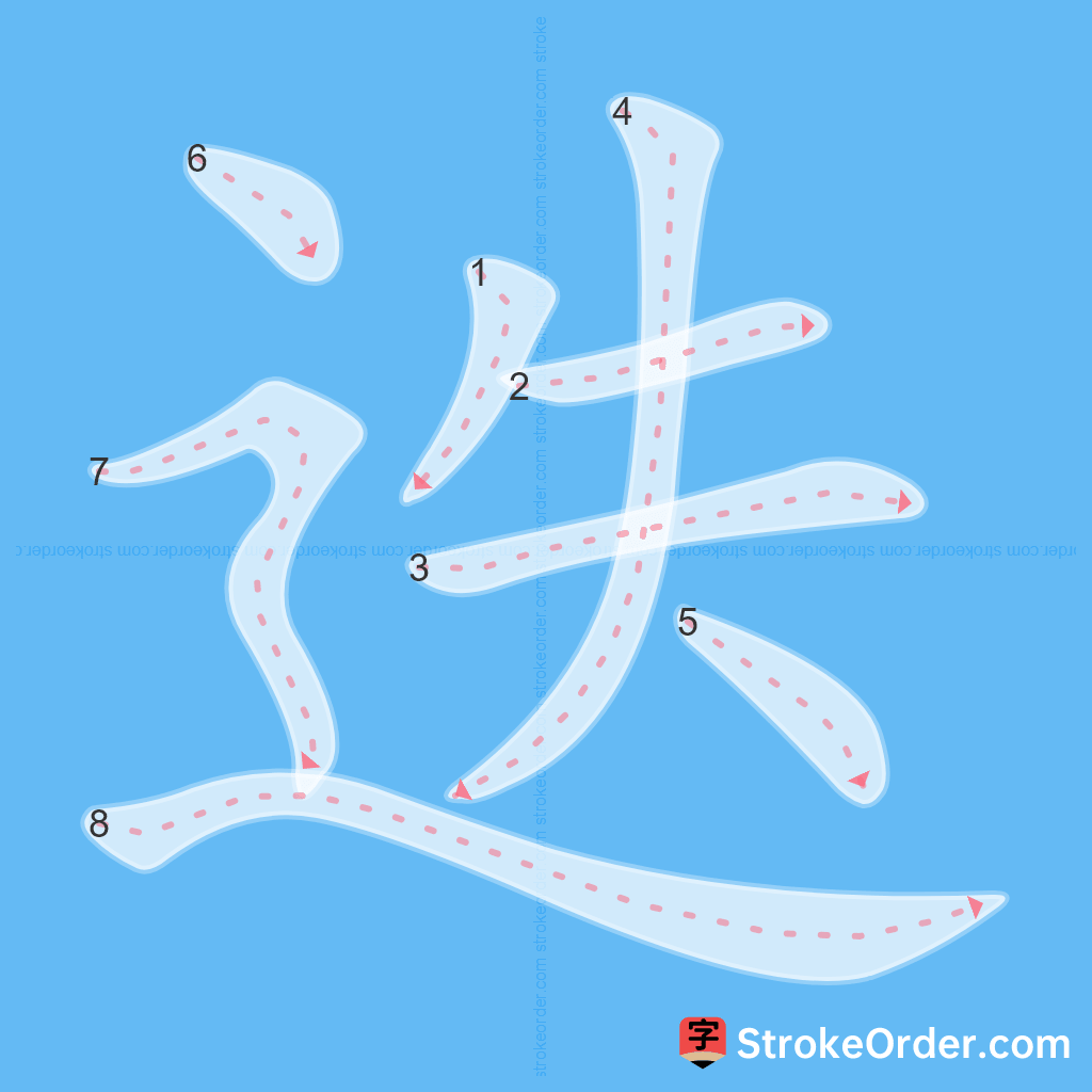Standard stroke order for the Chinese character 迭