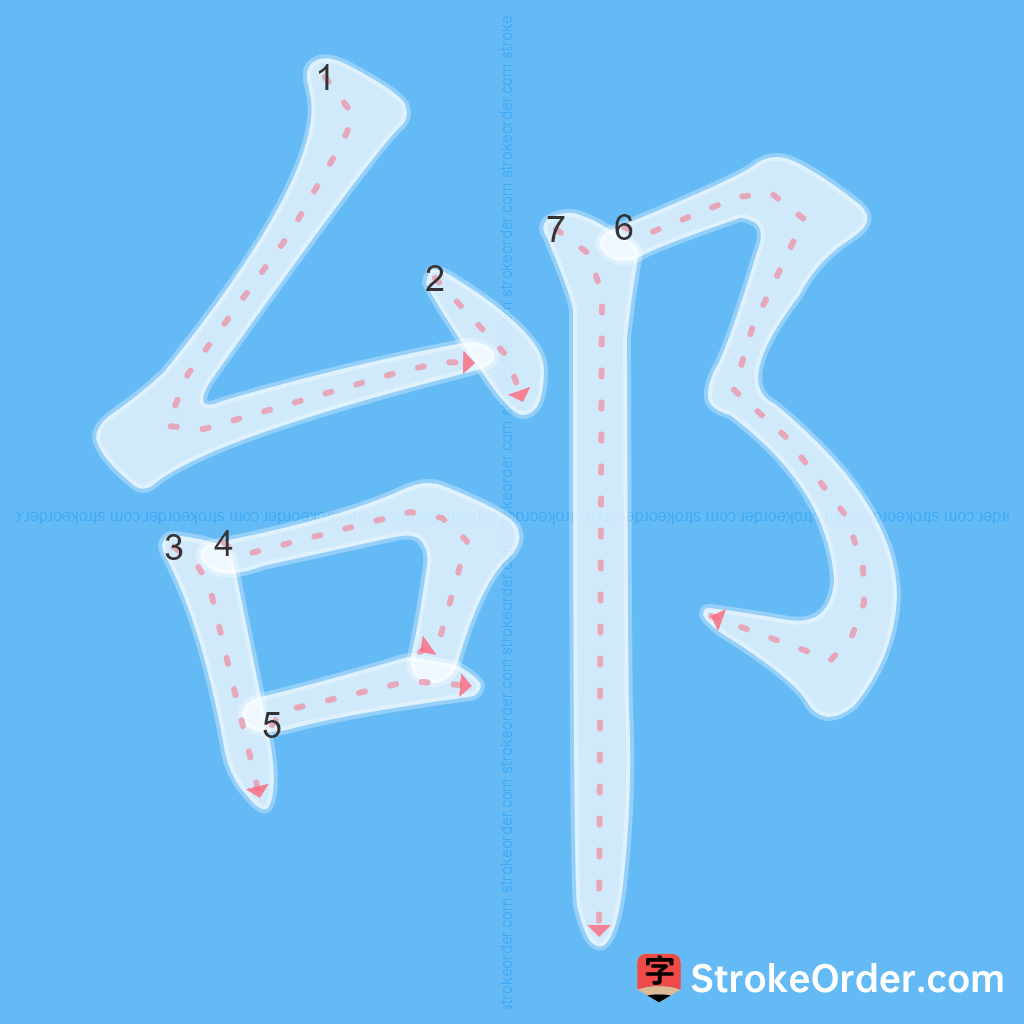 Standard stroke order for the Chinese character 邰