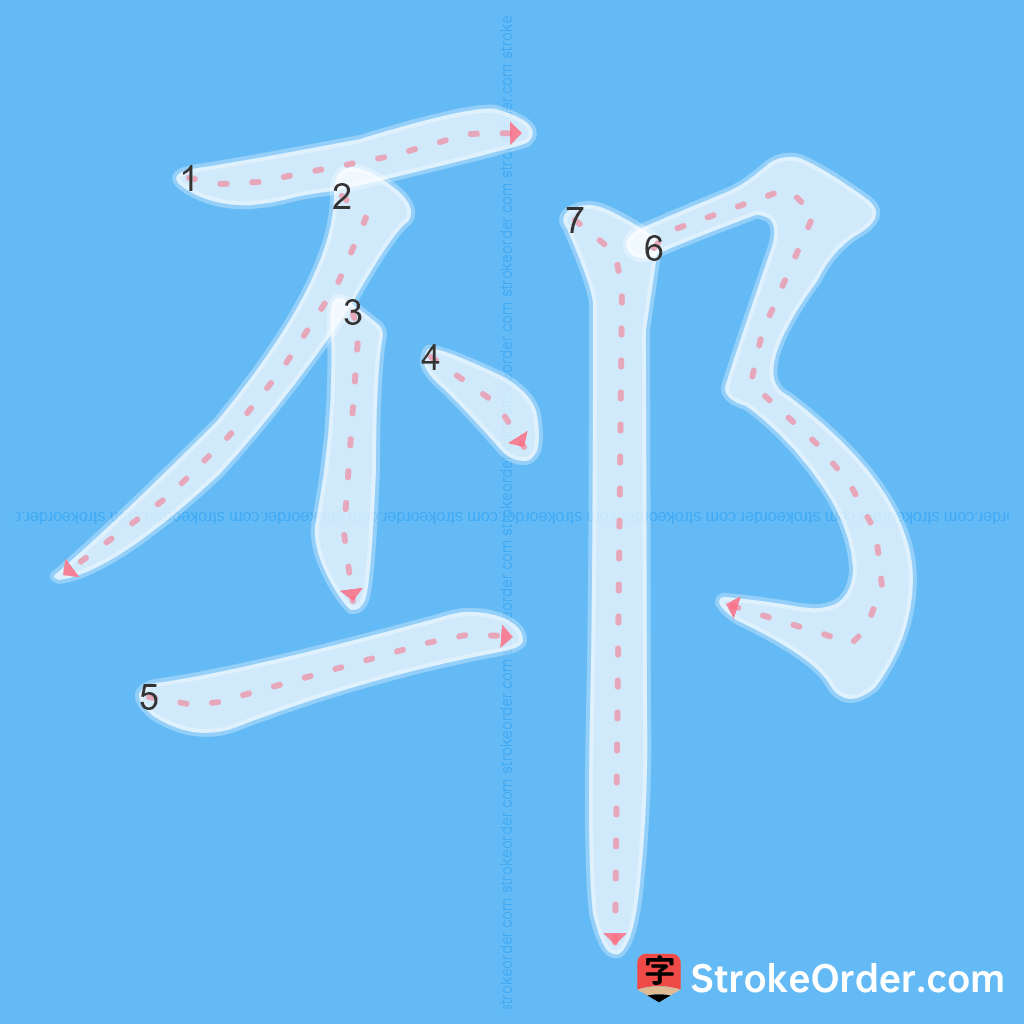 Standard stroke order for the Chinese character 邳