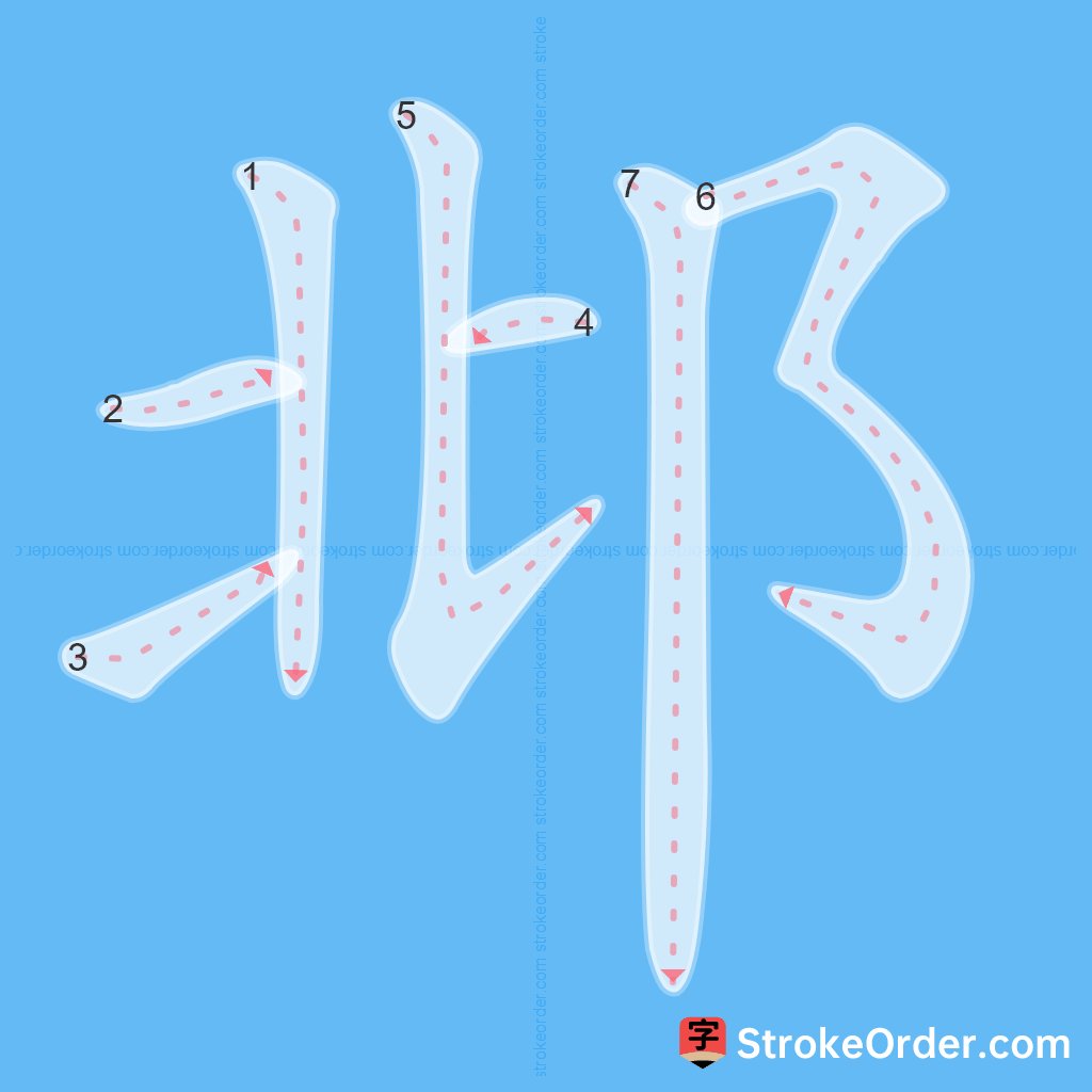 Standard stroke order for the Chinese character 邶