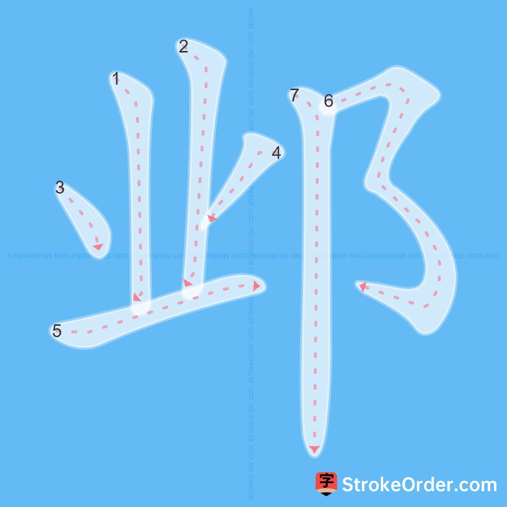 Standard stroke order for the Chinese character 邺