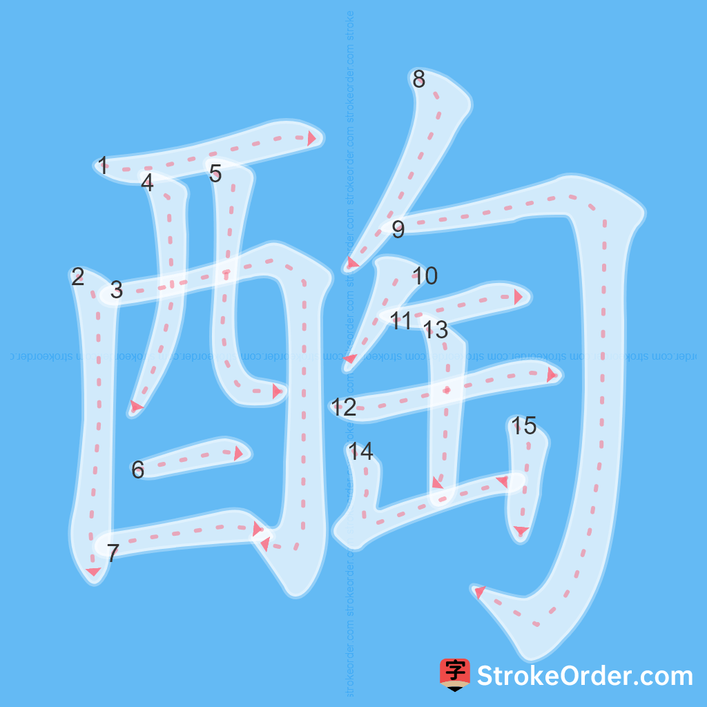 Standard stroke order for the Chinese character 醄