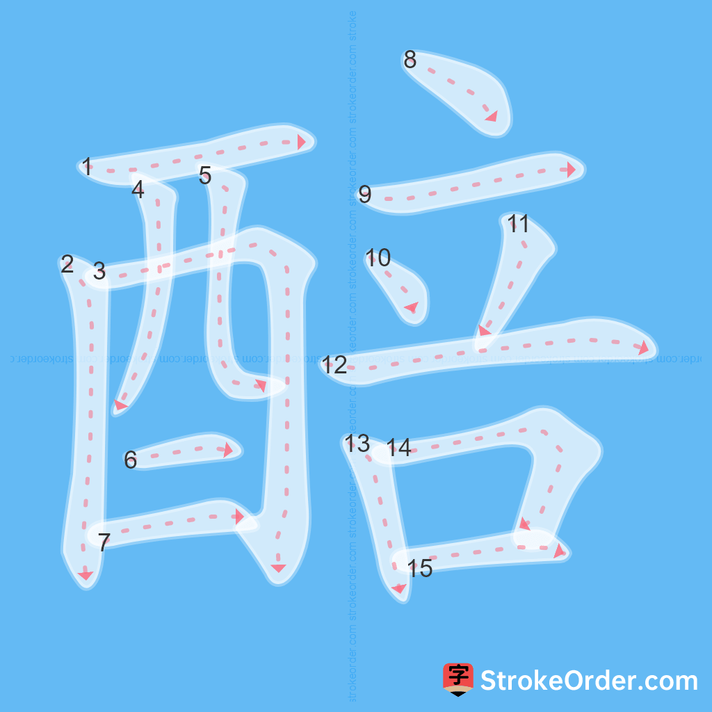 Standard stroke order for the Chinese character 醅