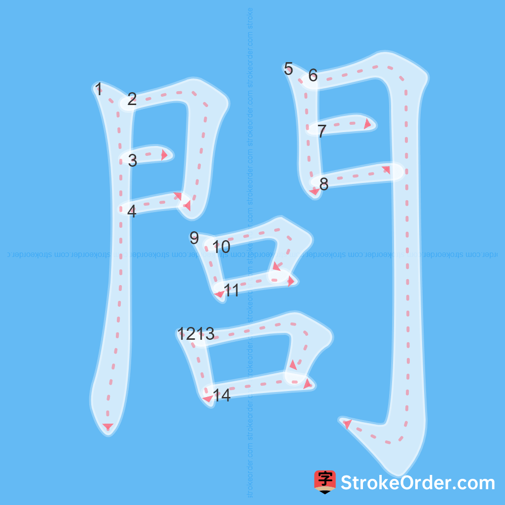 Standard stroke order for the Chinese character 閭