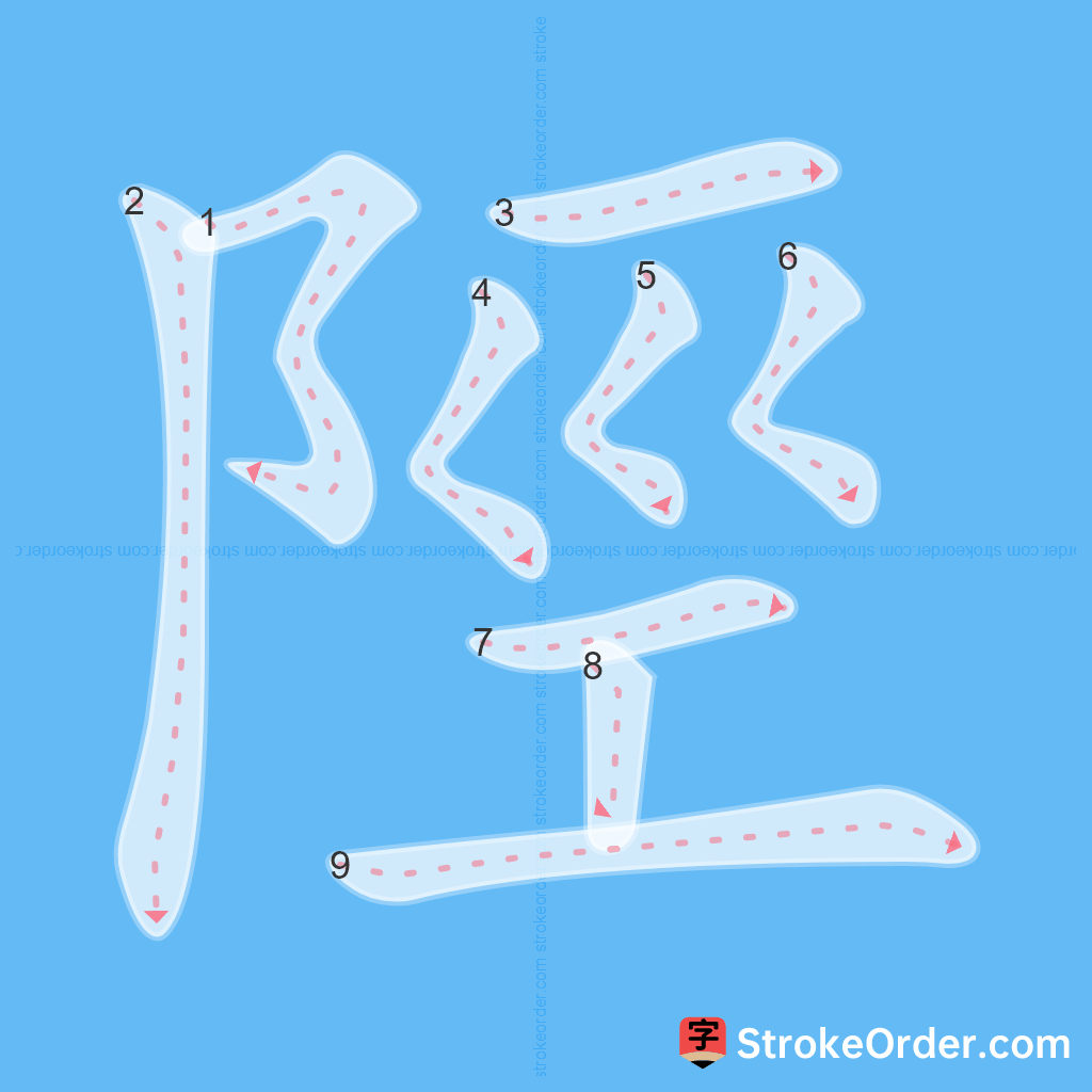 Standard stroke order for the Chinese character 陘