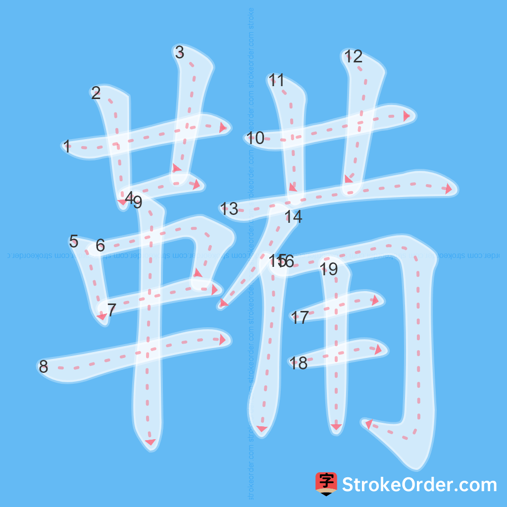 Standard stroke order for the Chinese character 鞴