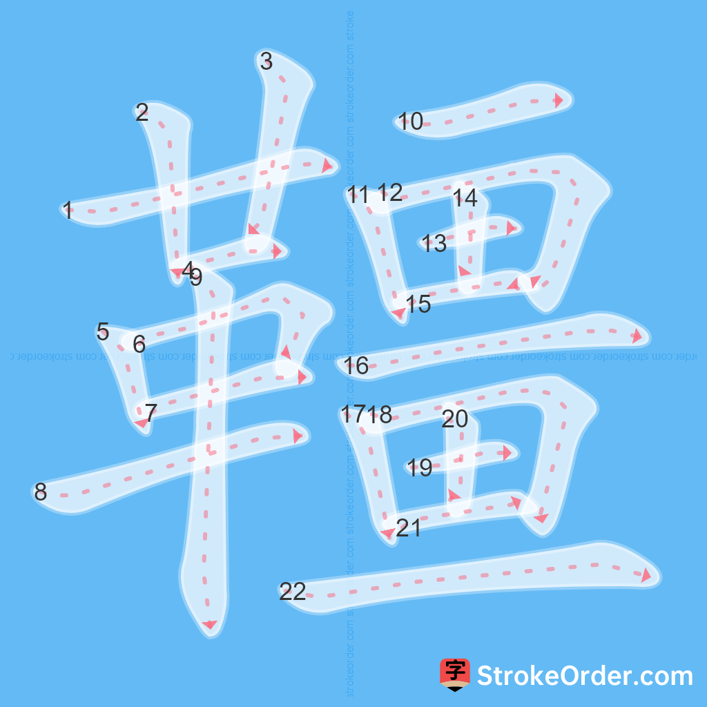 Standard stroke order for the Chinese character 韁