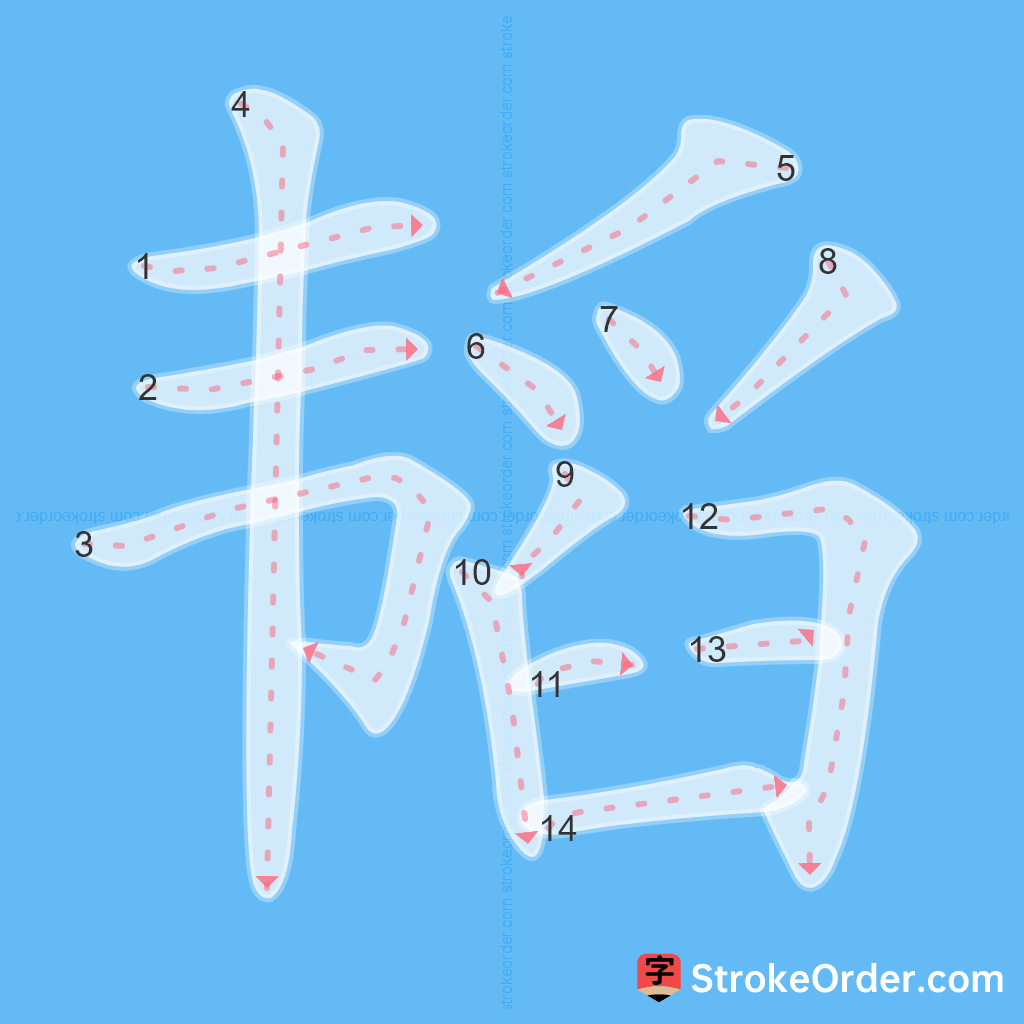 Standard stroke order for the Chinese character 韬