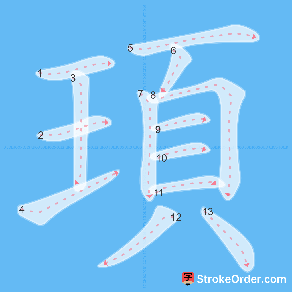 Standard stroke order for the Chinese character 頊