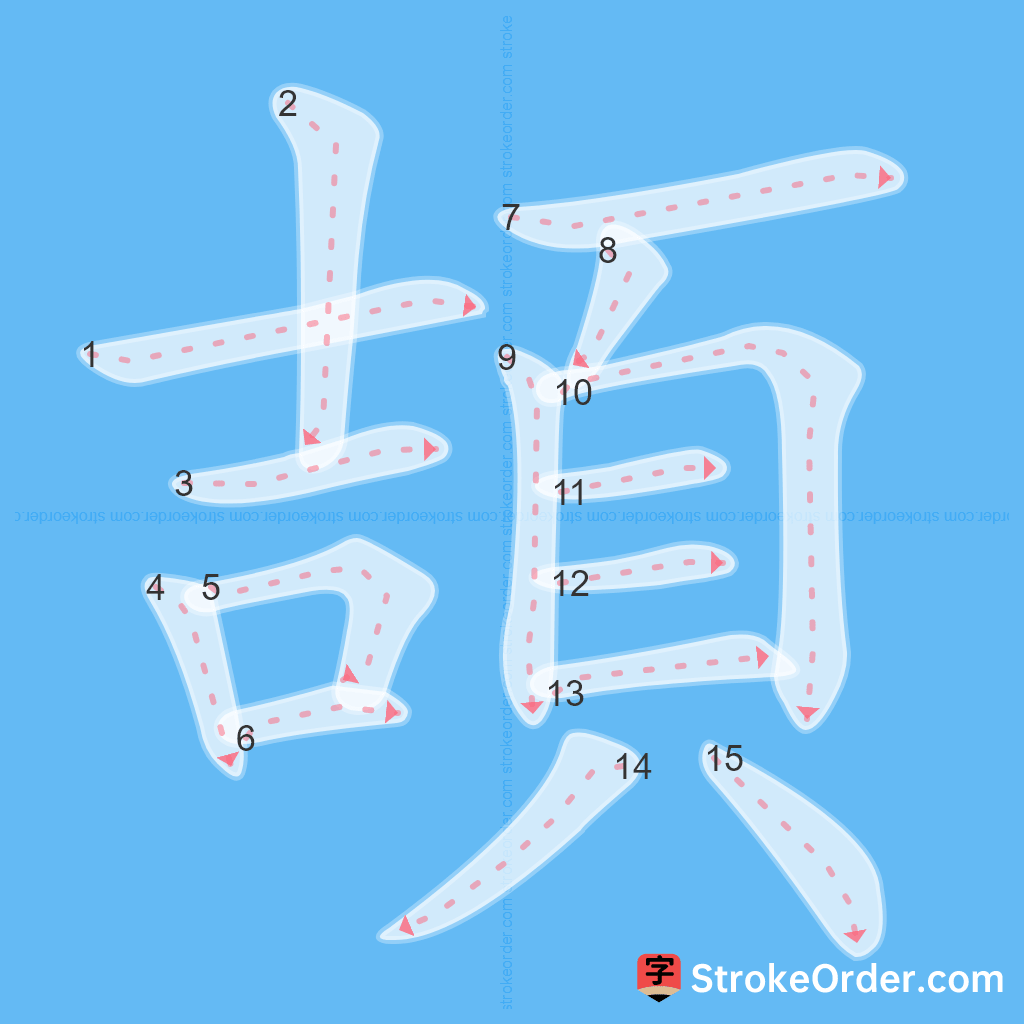 Standard stroke order for the Chinese character 頡