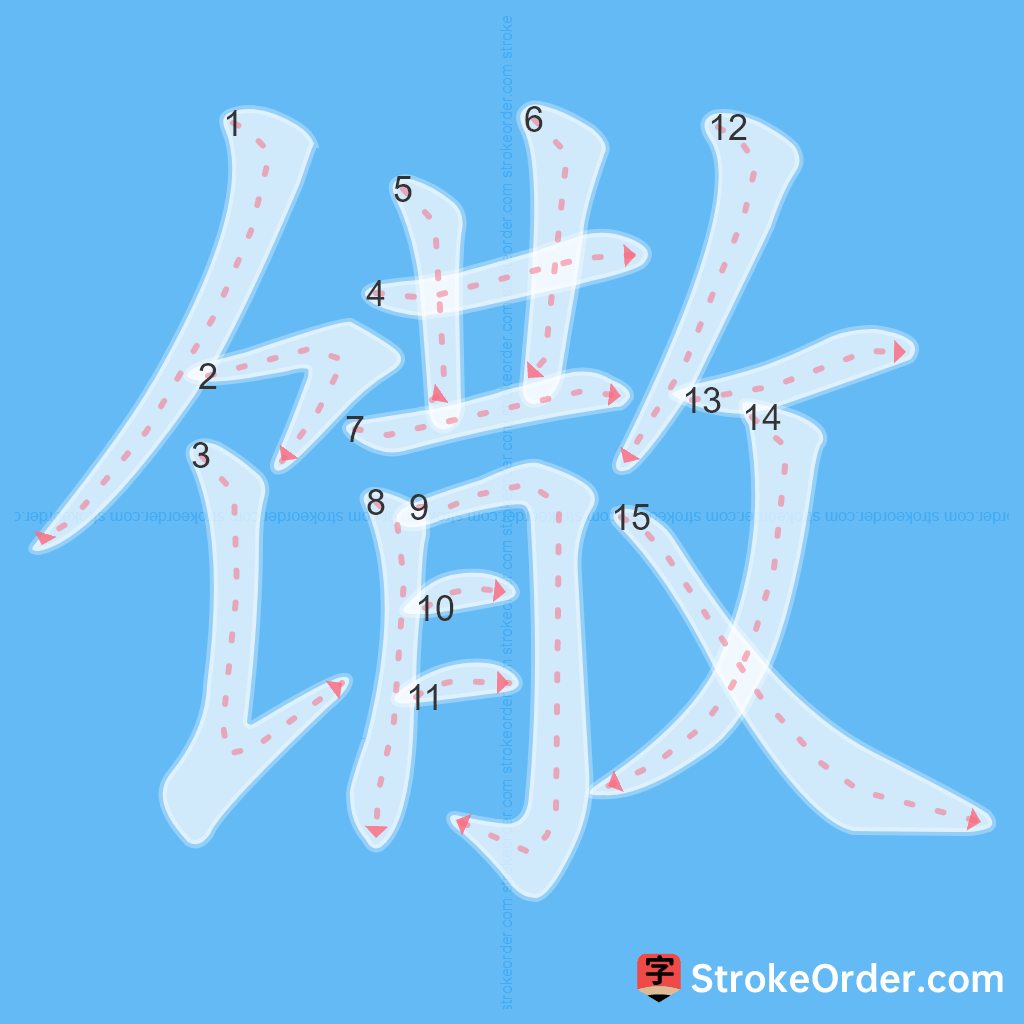 Standard stroke order for the Chinese character 馓