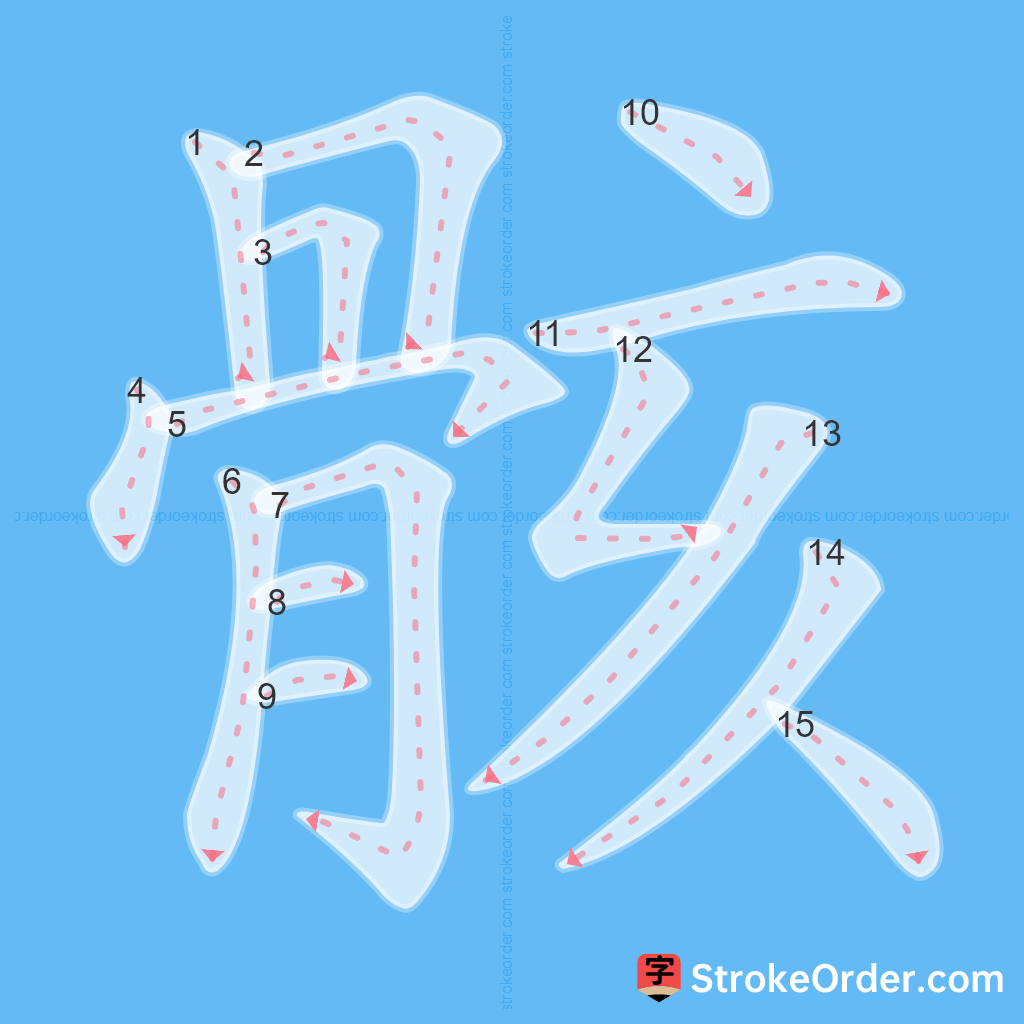Standard stroke order for the Chinese character 骸