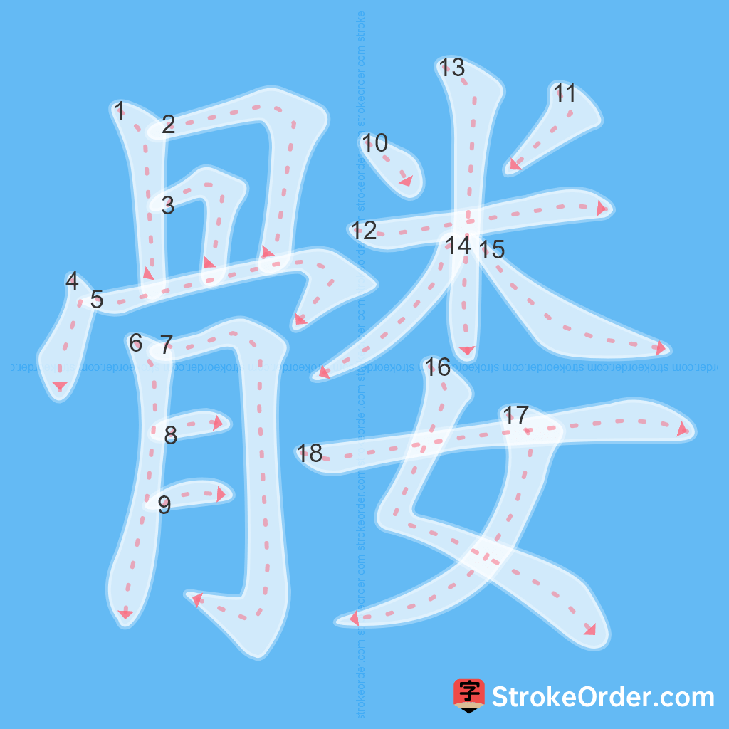 Standard stroke order for the Chinese character 髅