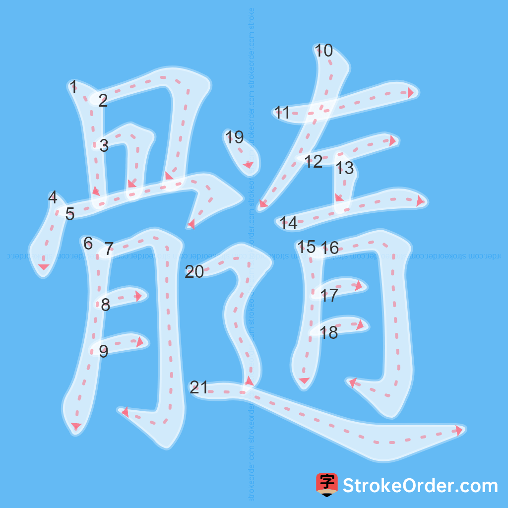 Standard stroke order for the Chinese character 髓