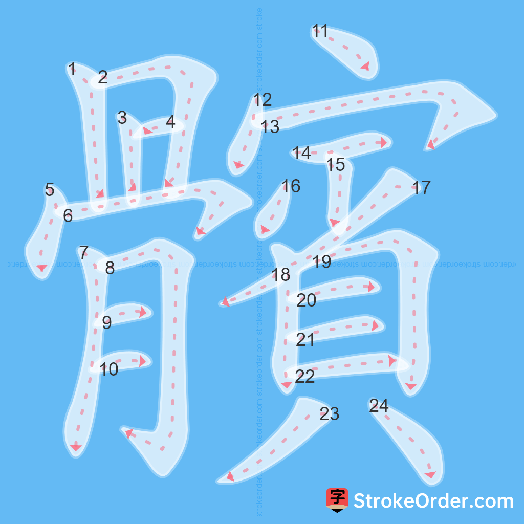 Standard stroke order for the Chinese character 髕