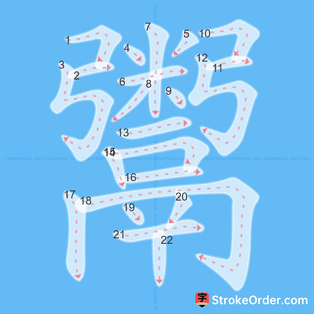 Standard stroke order for the Chinese character 鬻