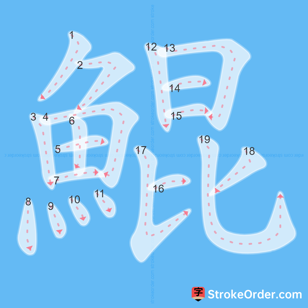 Standard stroke order for the Chinese character 鯤