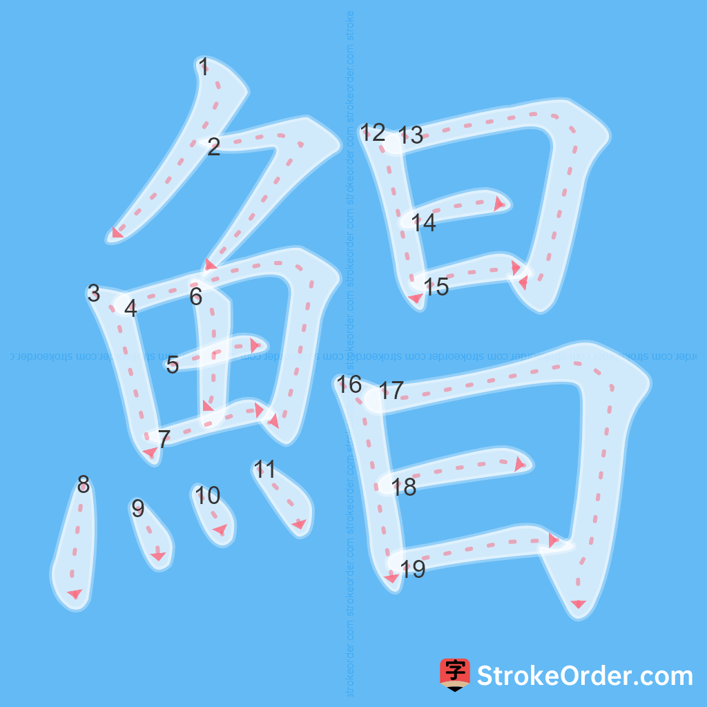 Standard stroke order for the Chinese character 鯧