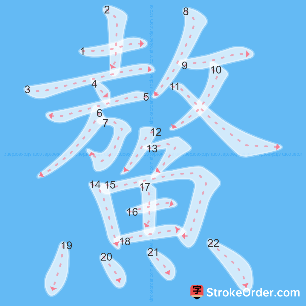 Standard stroke order for the Chinese character 鰲