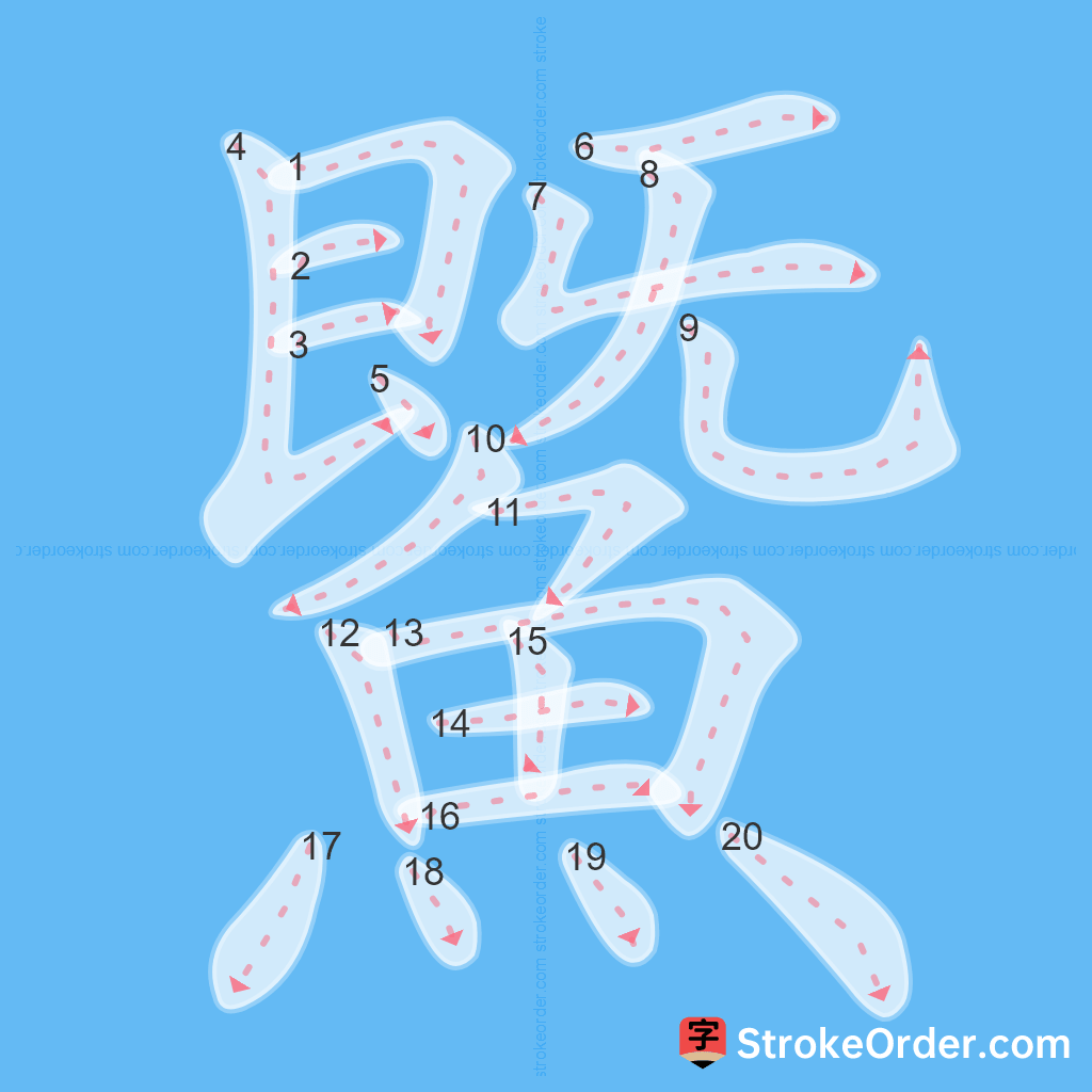 Standard stroke order for the Chinese character 鱀