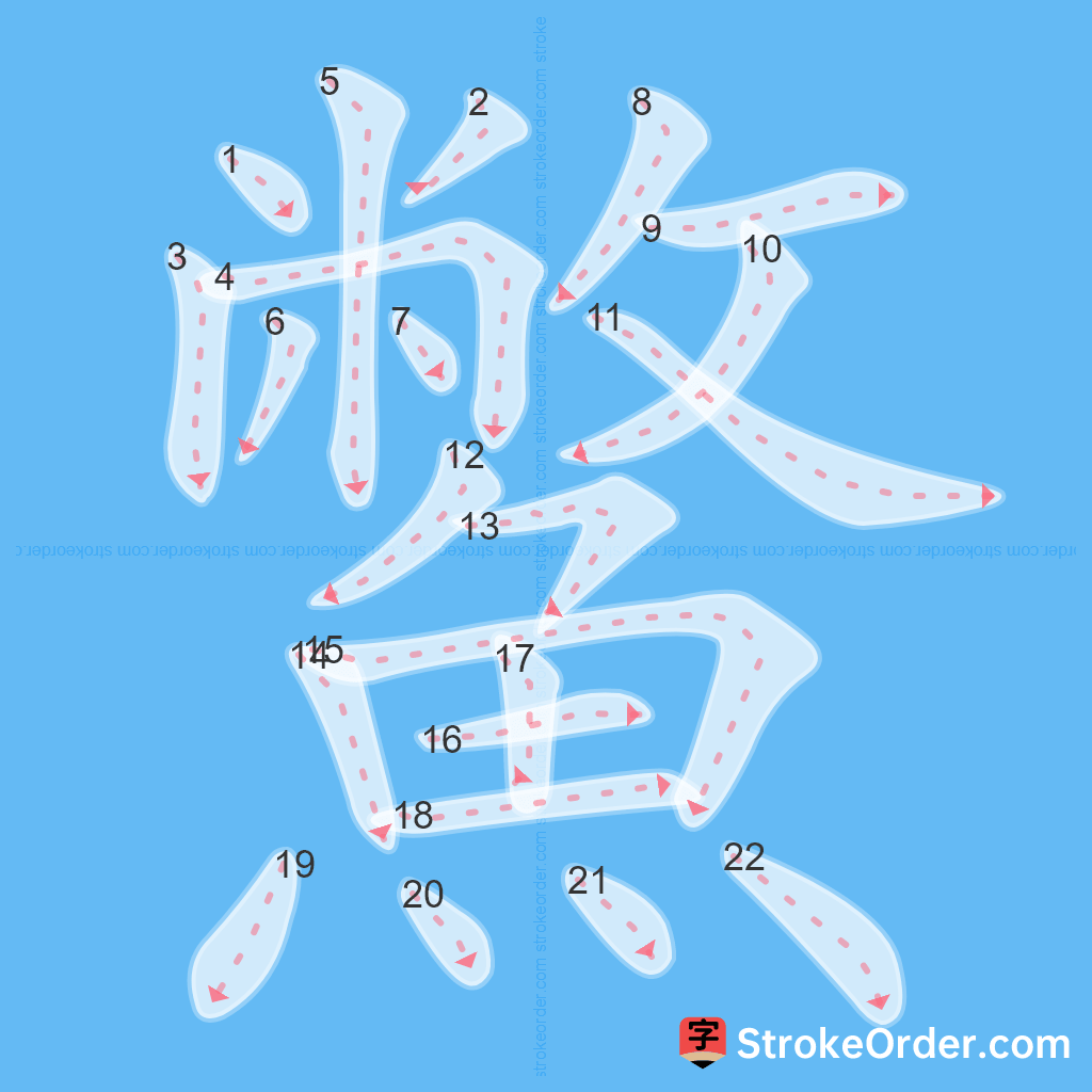 Standard stroke order for the Chinese character 鱉