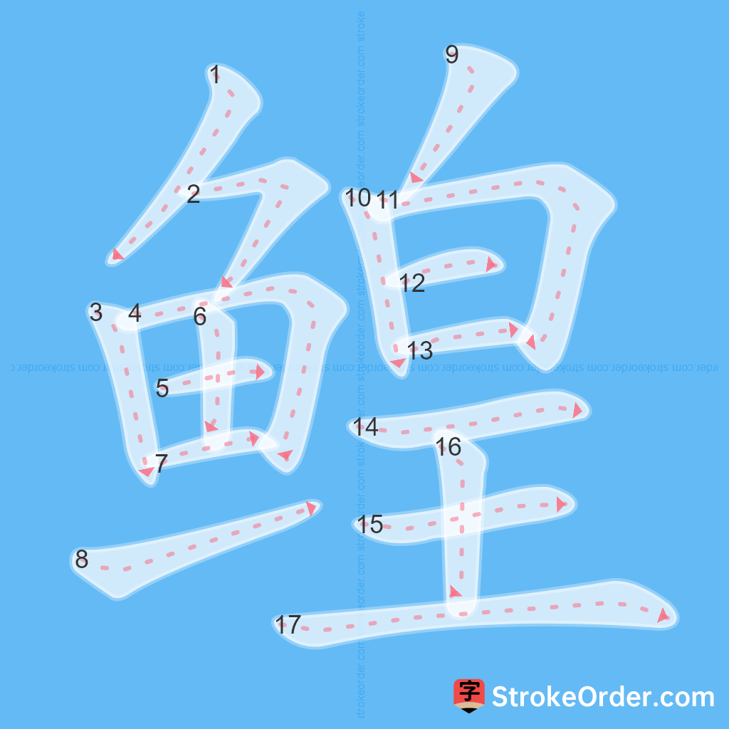 Standard stroke order for the Chinese character 鳇