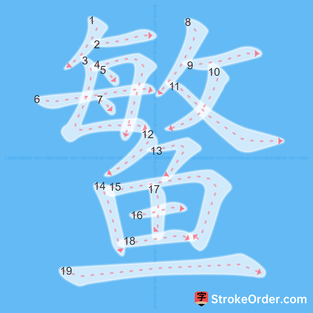 Standard stroke order for the Chinese character 鳘