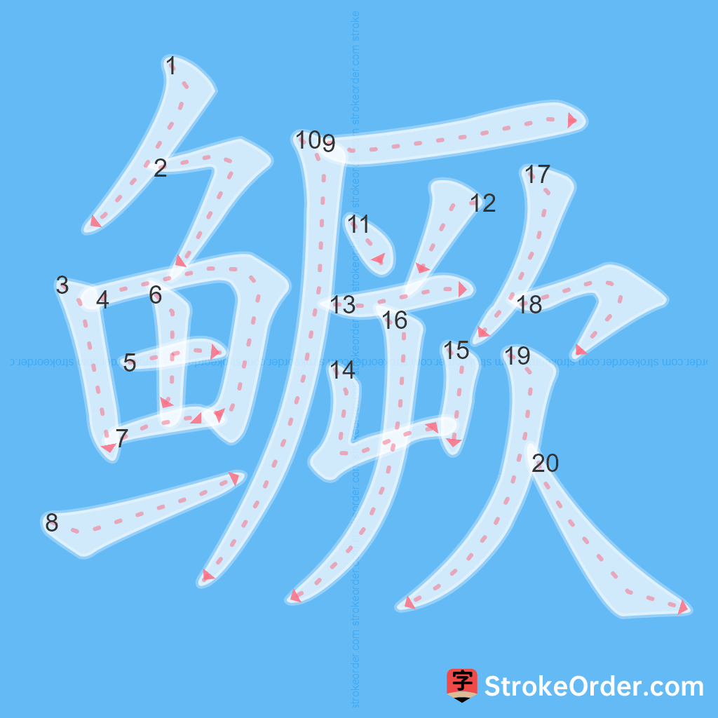 Standard stroke order for the Chinese character 鳜