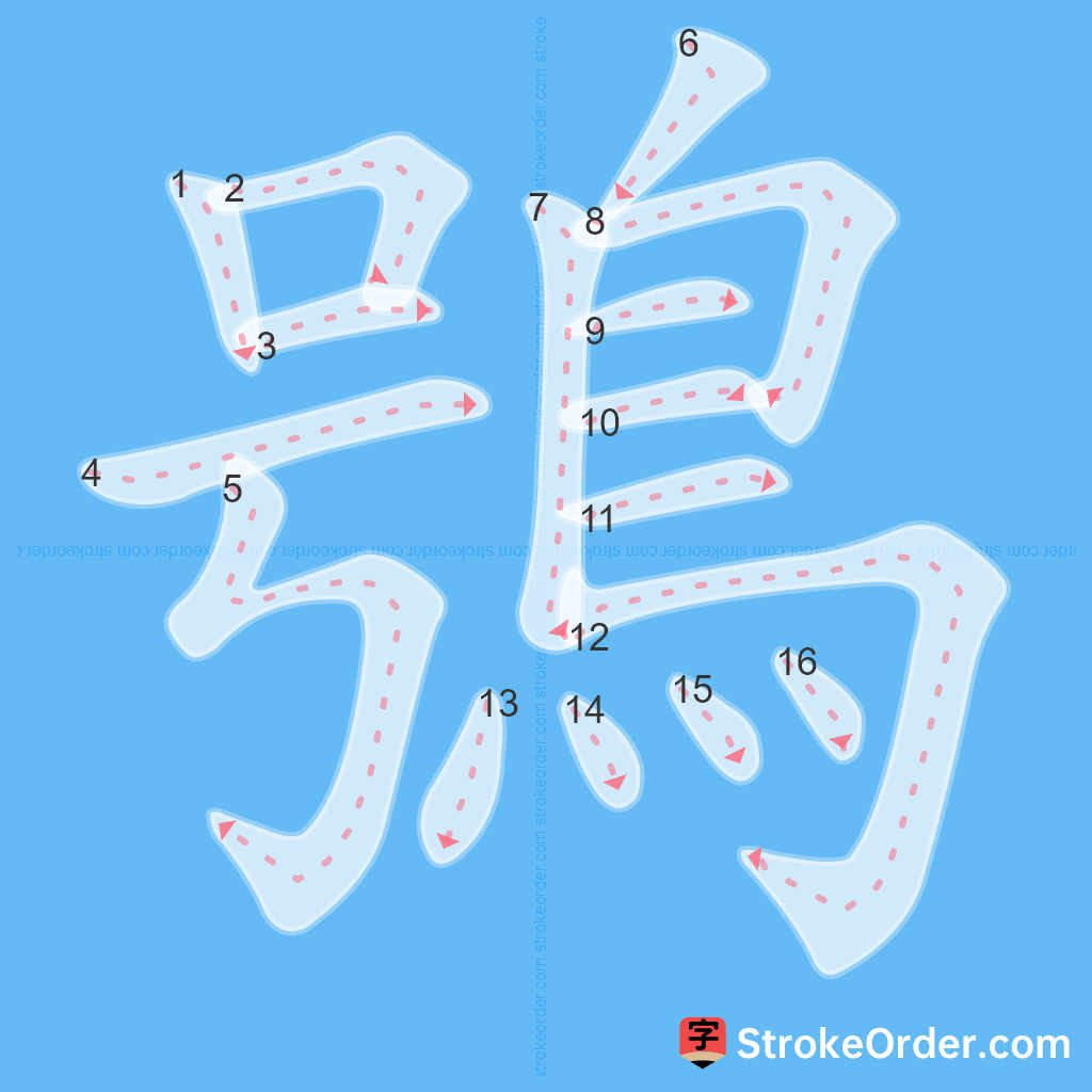 Standard stroke order for the Chinese character 鴞