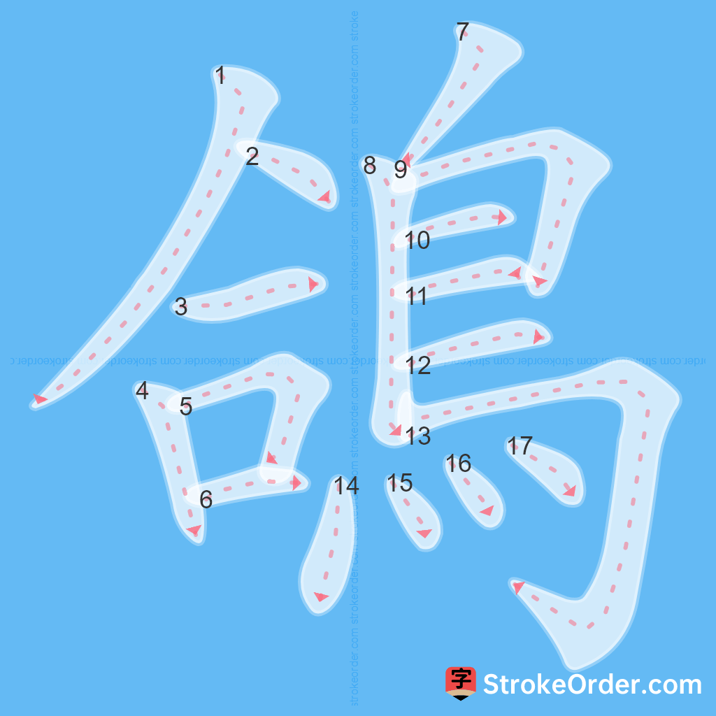 Standard stroke order for the Chinese character 鴿
