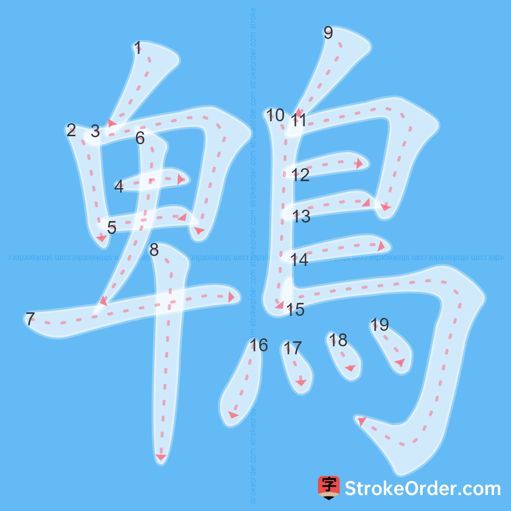 Standard stroke order for the Chinese character 鵯