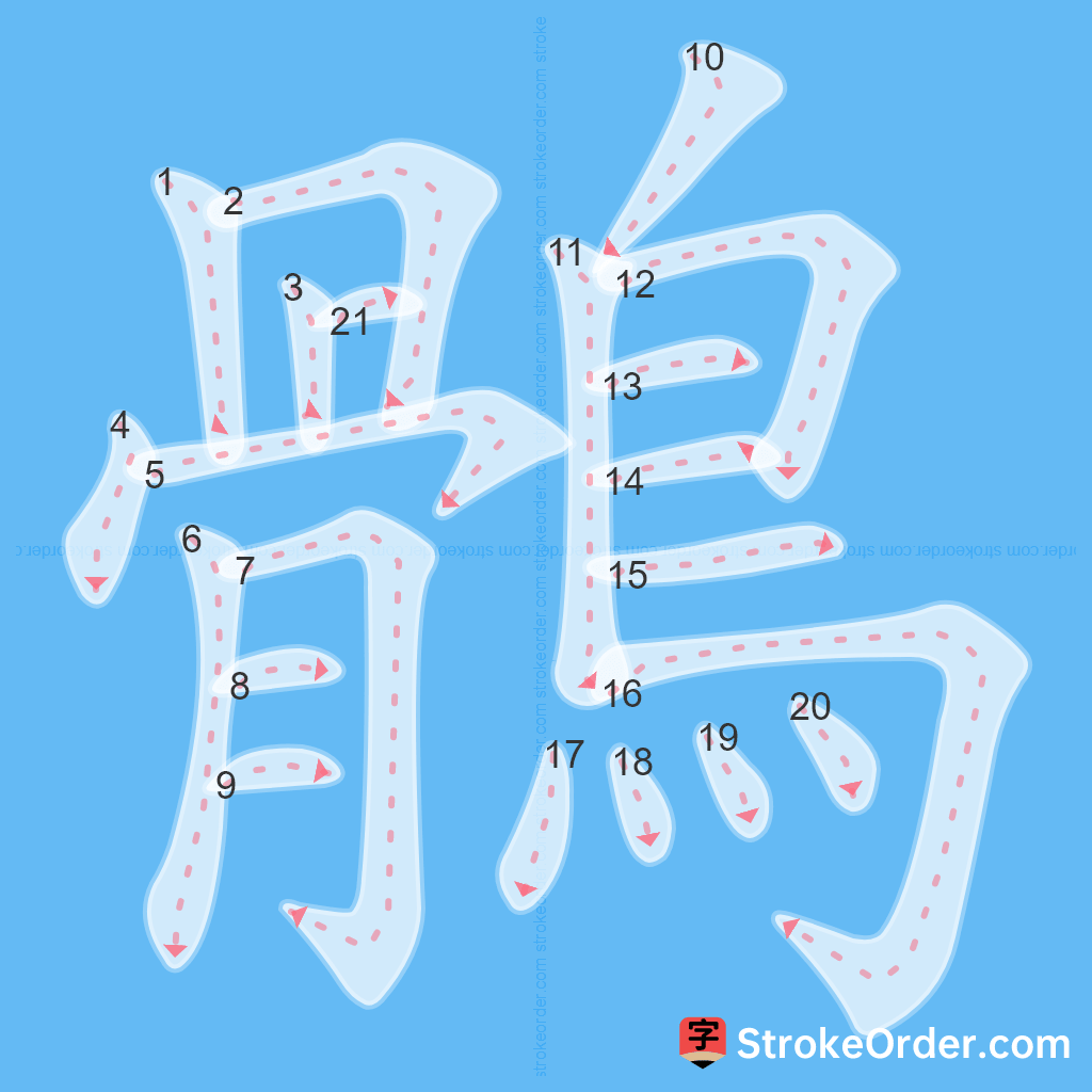 Standard stroke order for the Chinese character 鶻