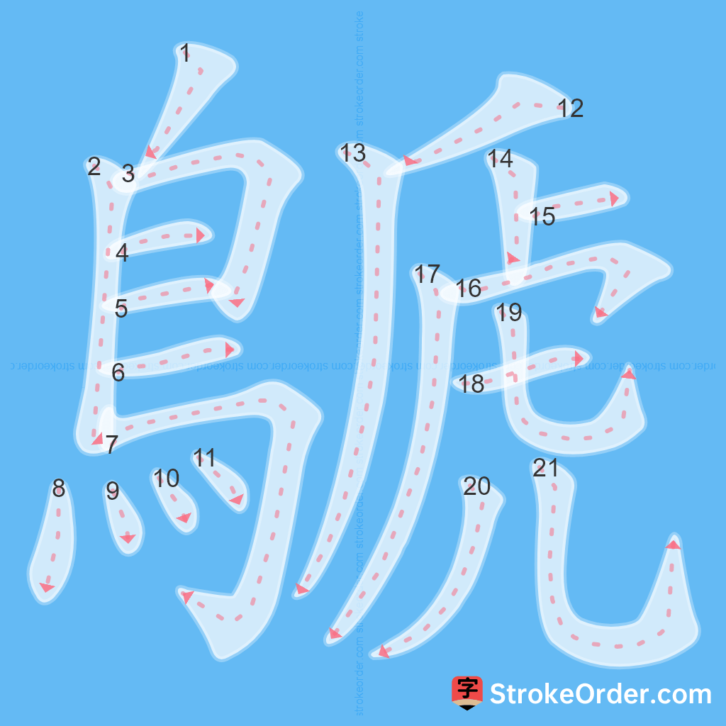 Standard stroke order for the Chinese character 鷈