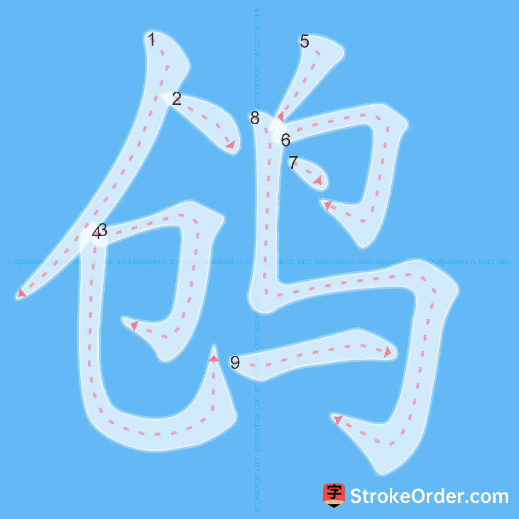 Standard stroke order for the Chinese character 鸧