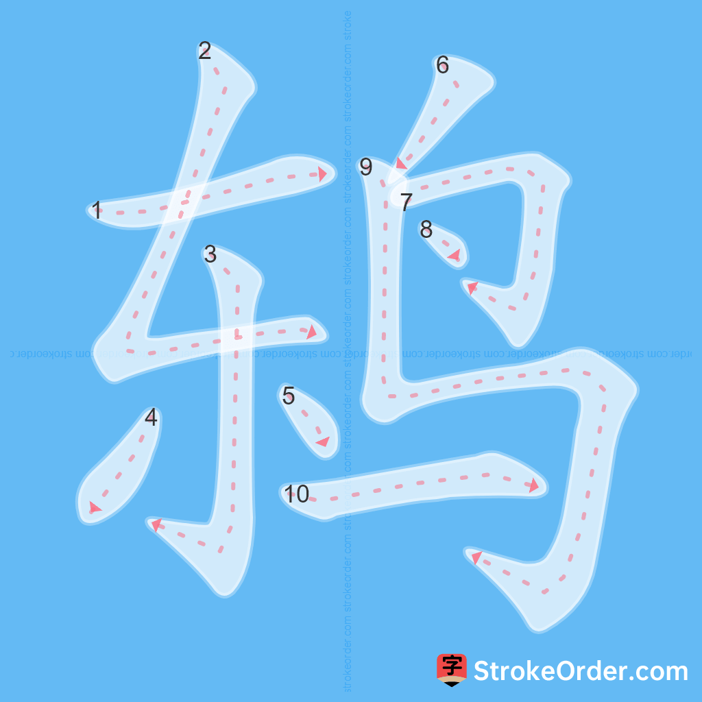 Standard stroke order for the Chinese character 鸫