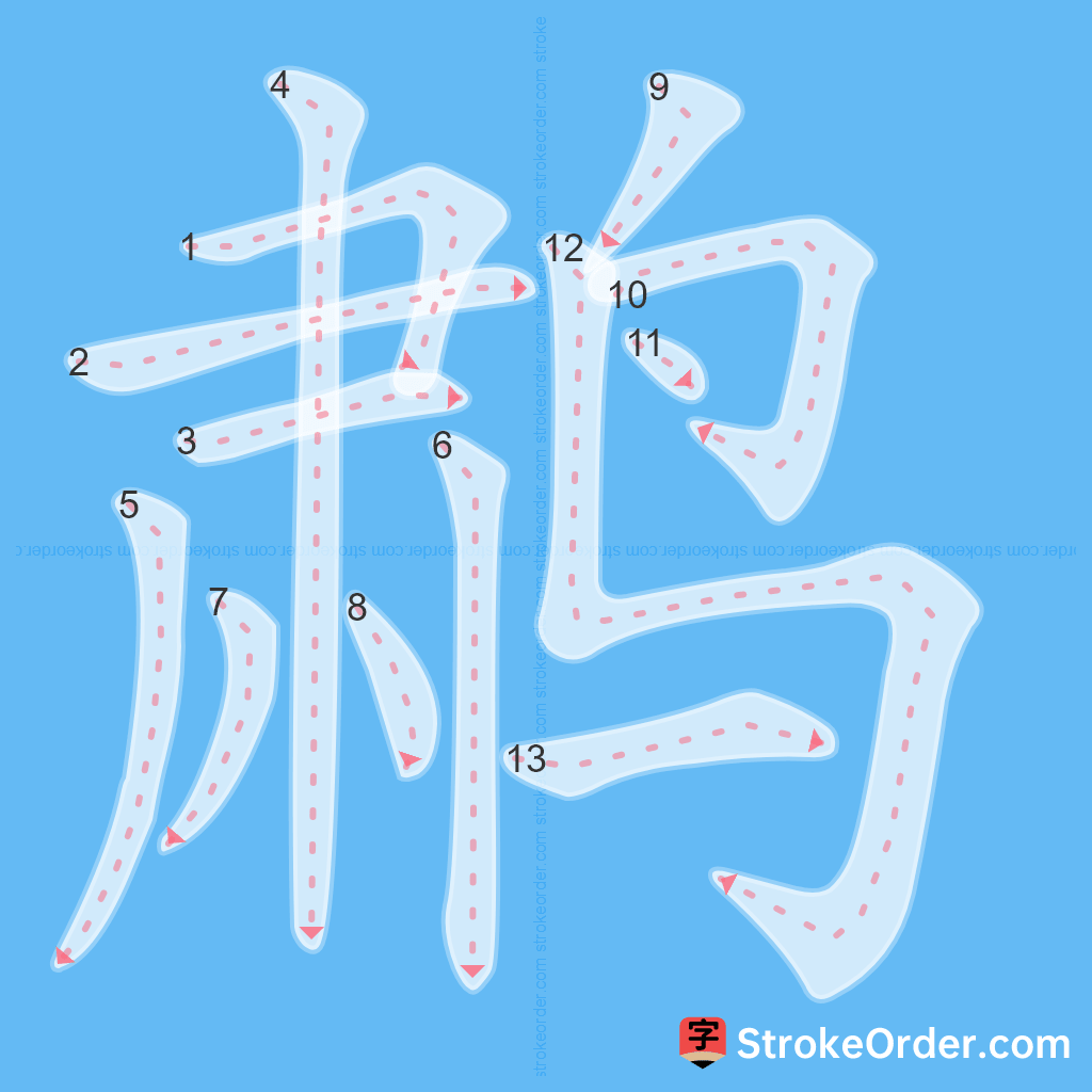 Standard stroke order for the Chinese character 鹔