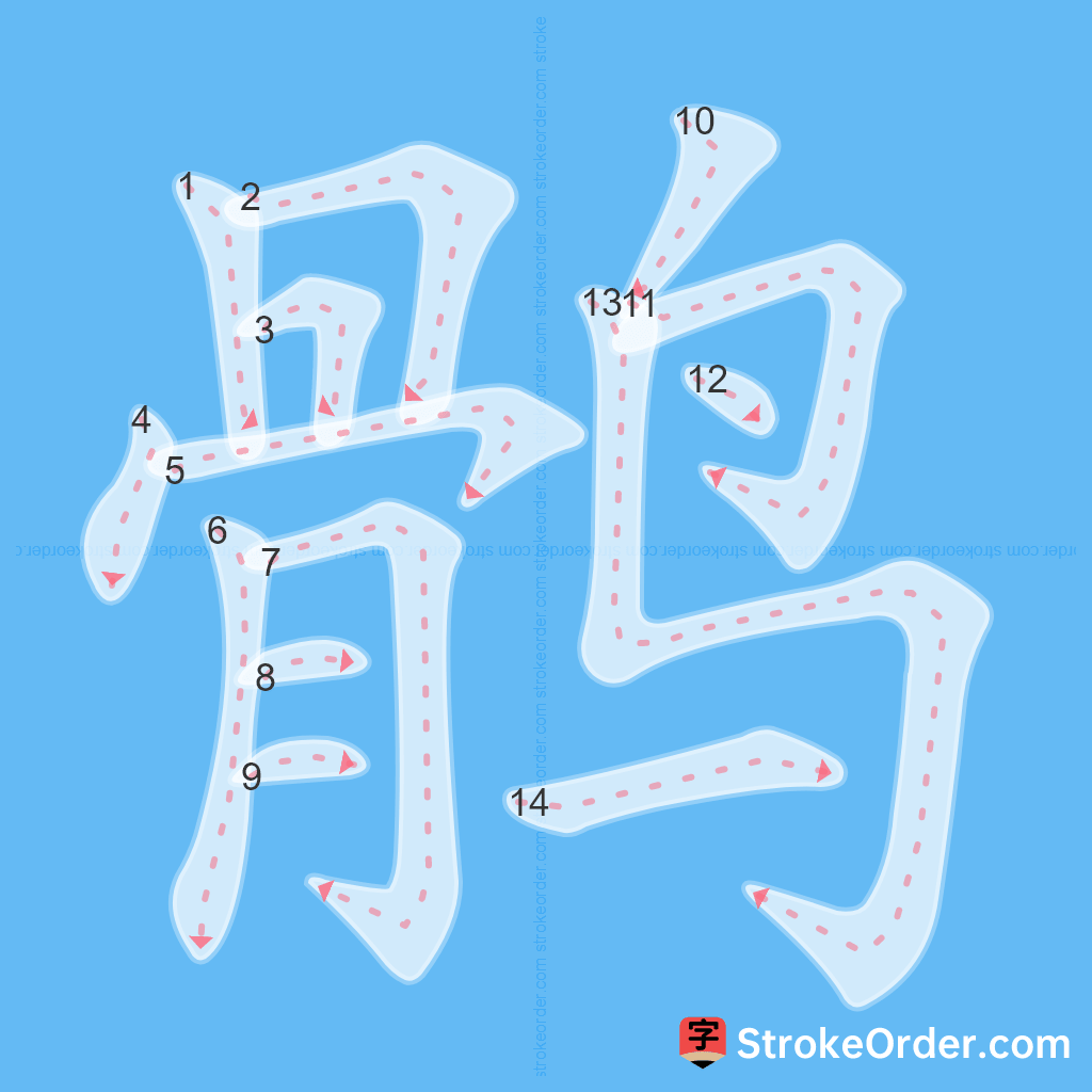 Standard stroke order for the Chinese character 鹘