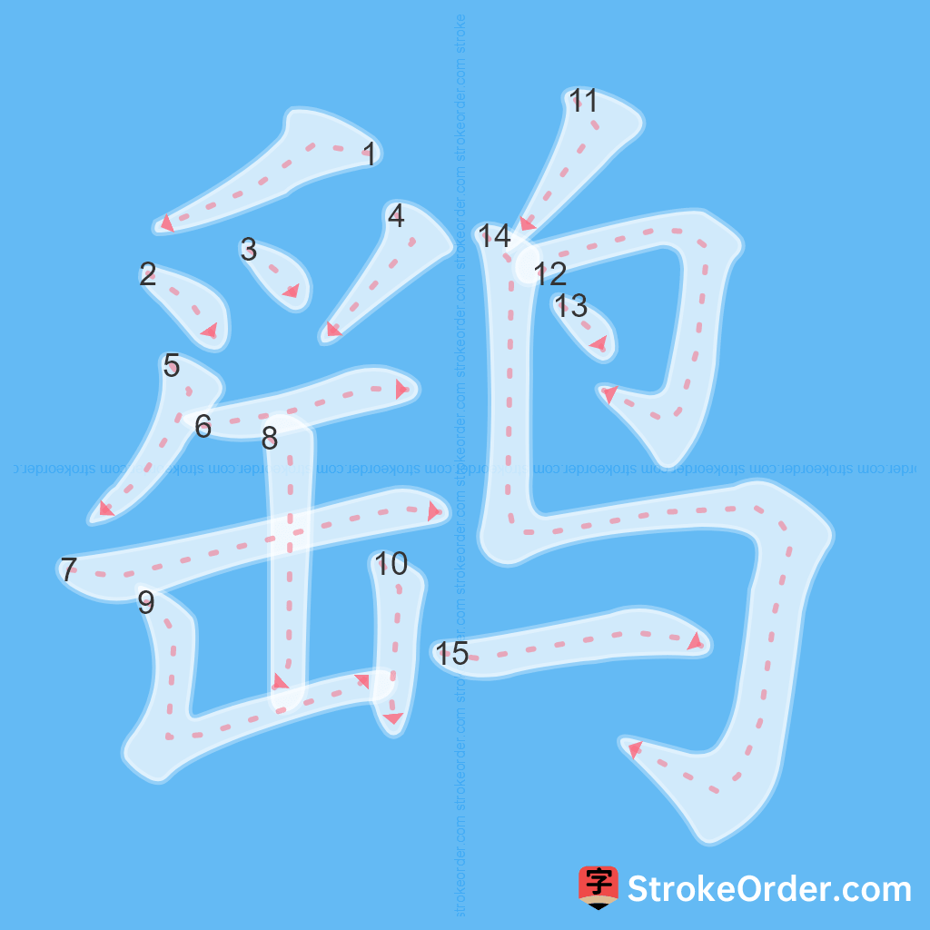 Standard stroke order for the Chinese character 鹞