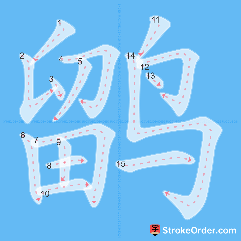 Standard stroke order for the Chinese character 鹠