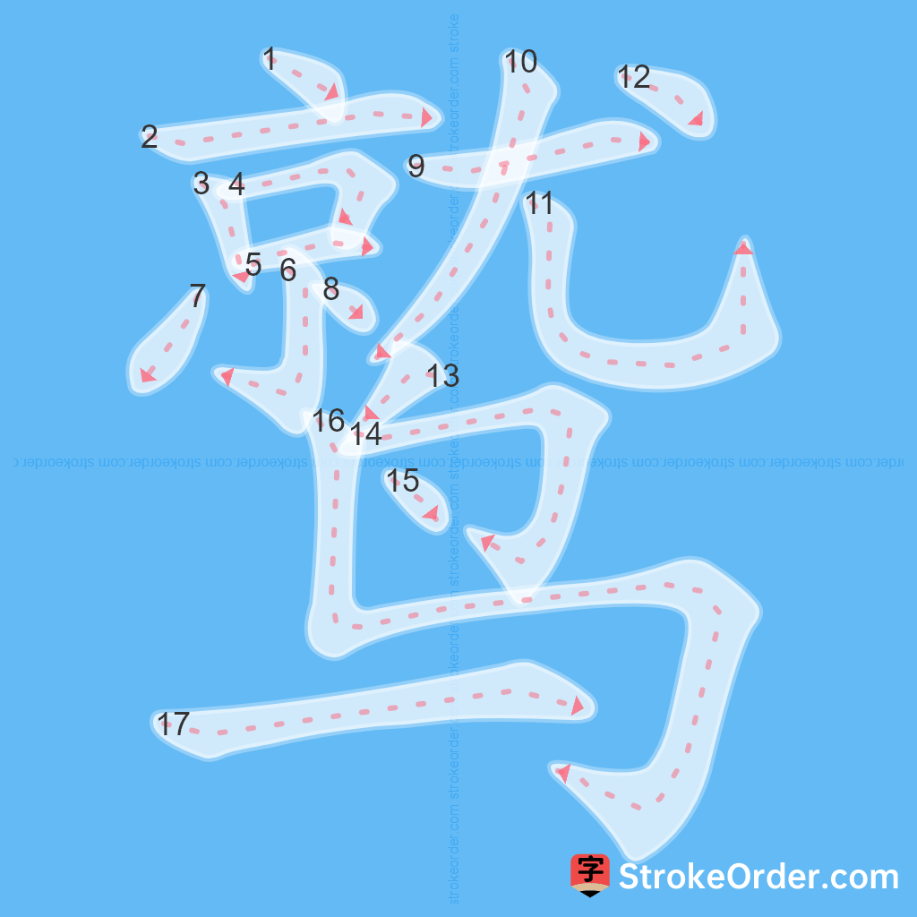 Standard stroke order for the Chinese character 鹫