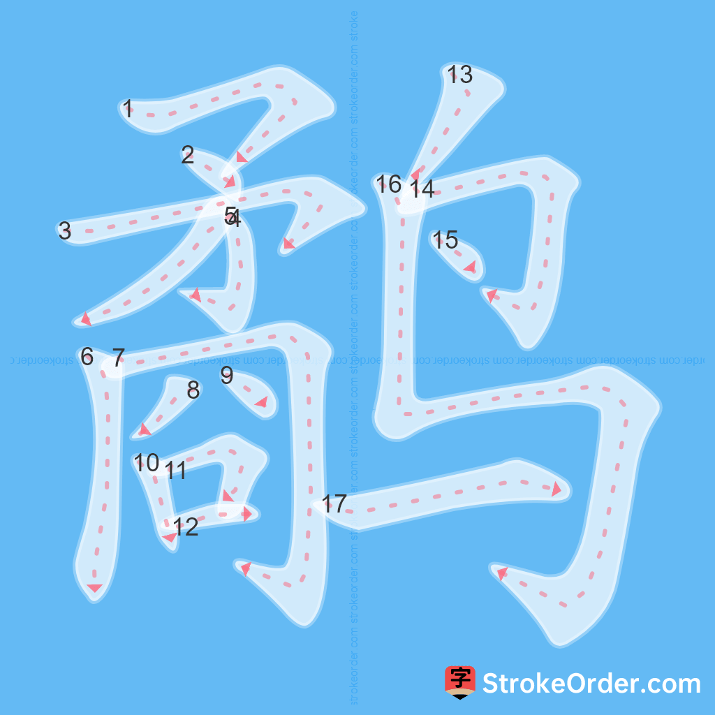 Standard stroke order for the Chinese character 鹬