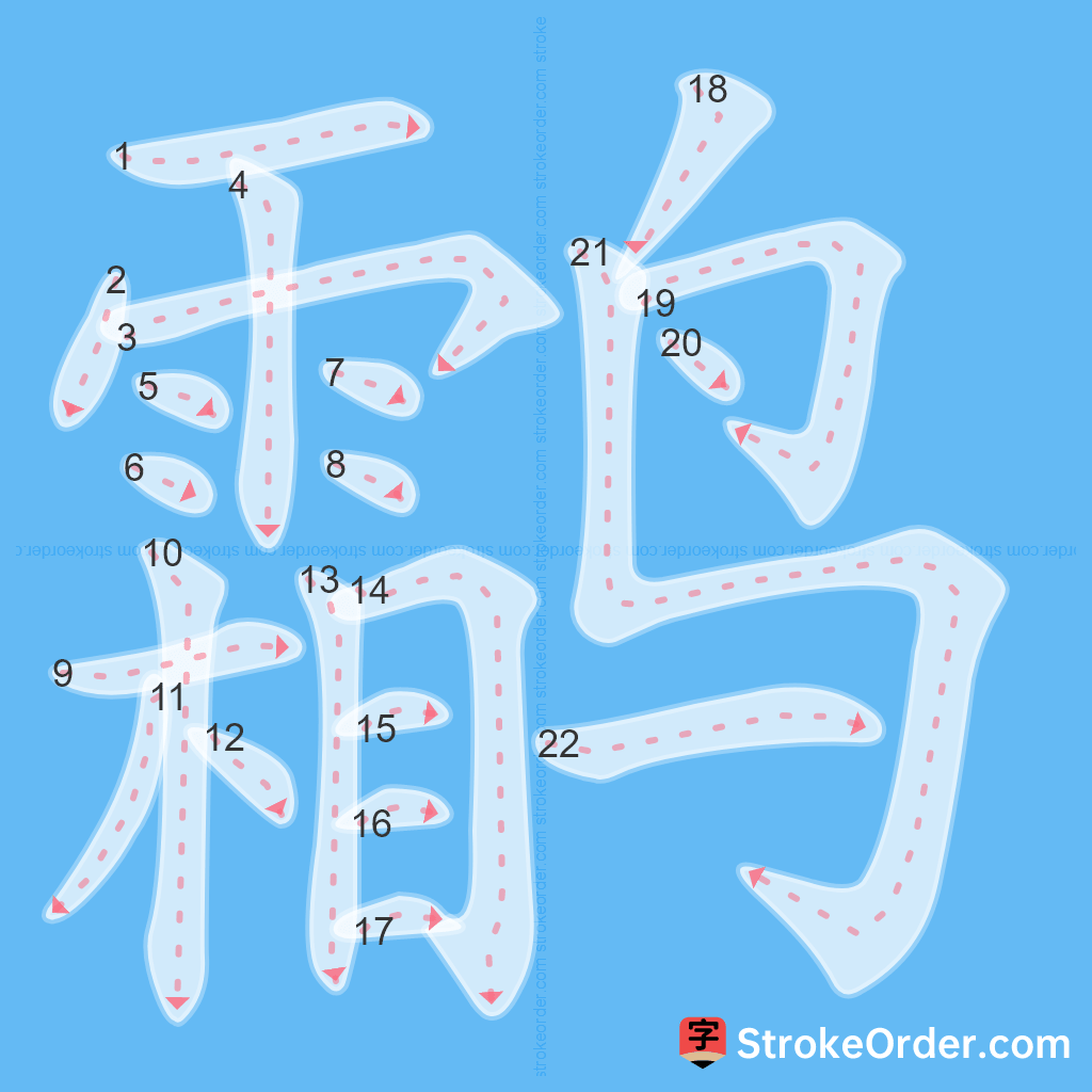 Standard stroke order for the Chinese character 鹴