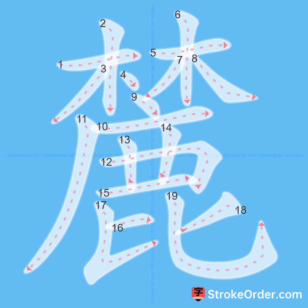 Standard stroke order for the Chinese character 麓
