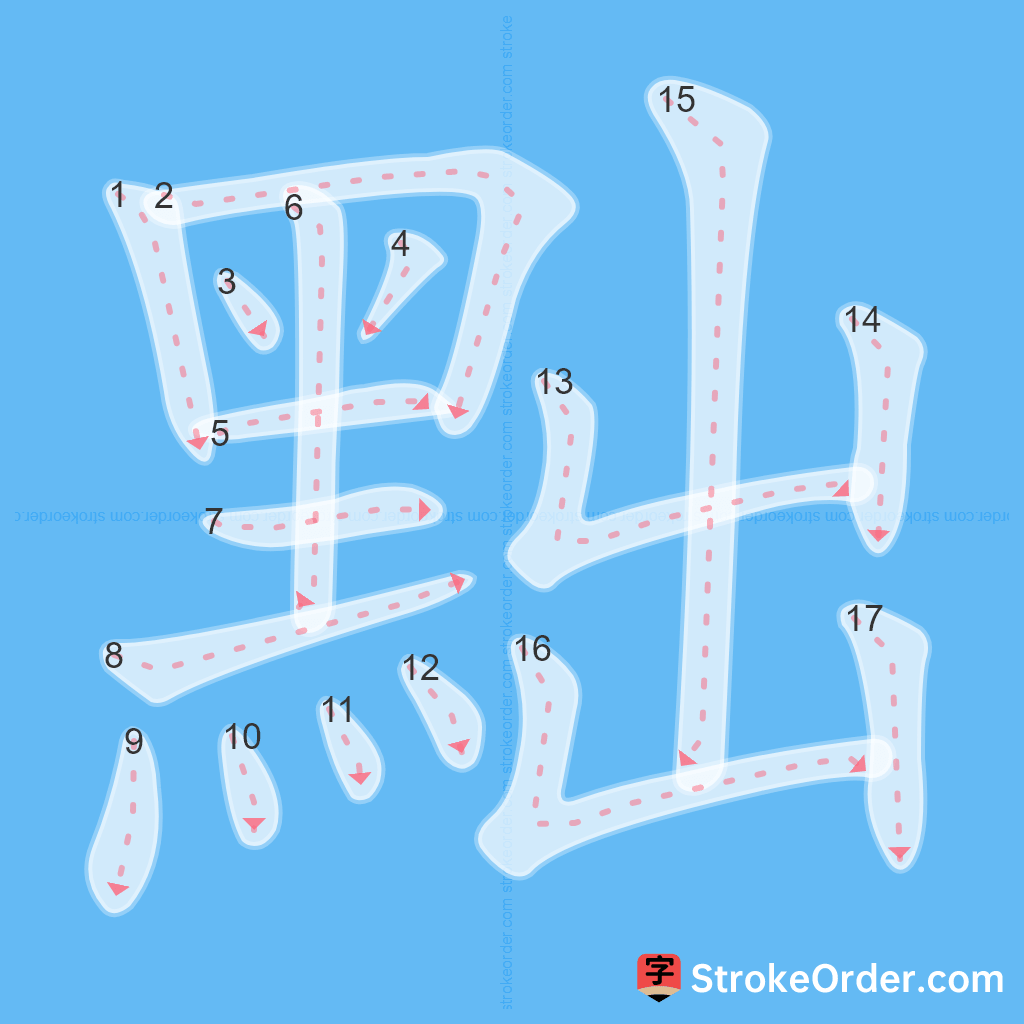 Standard stroke order for the Chinese character 黜
