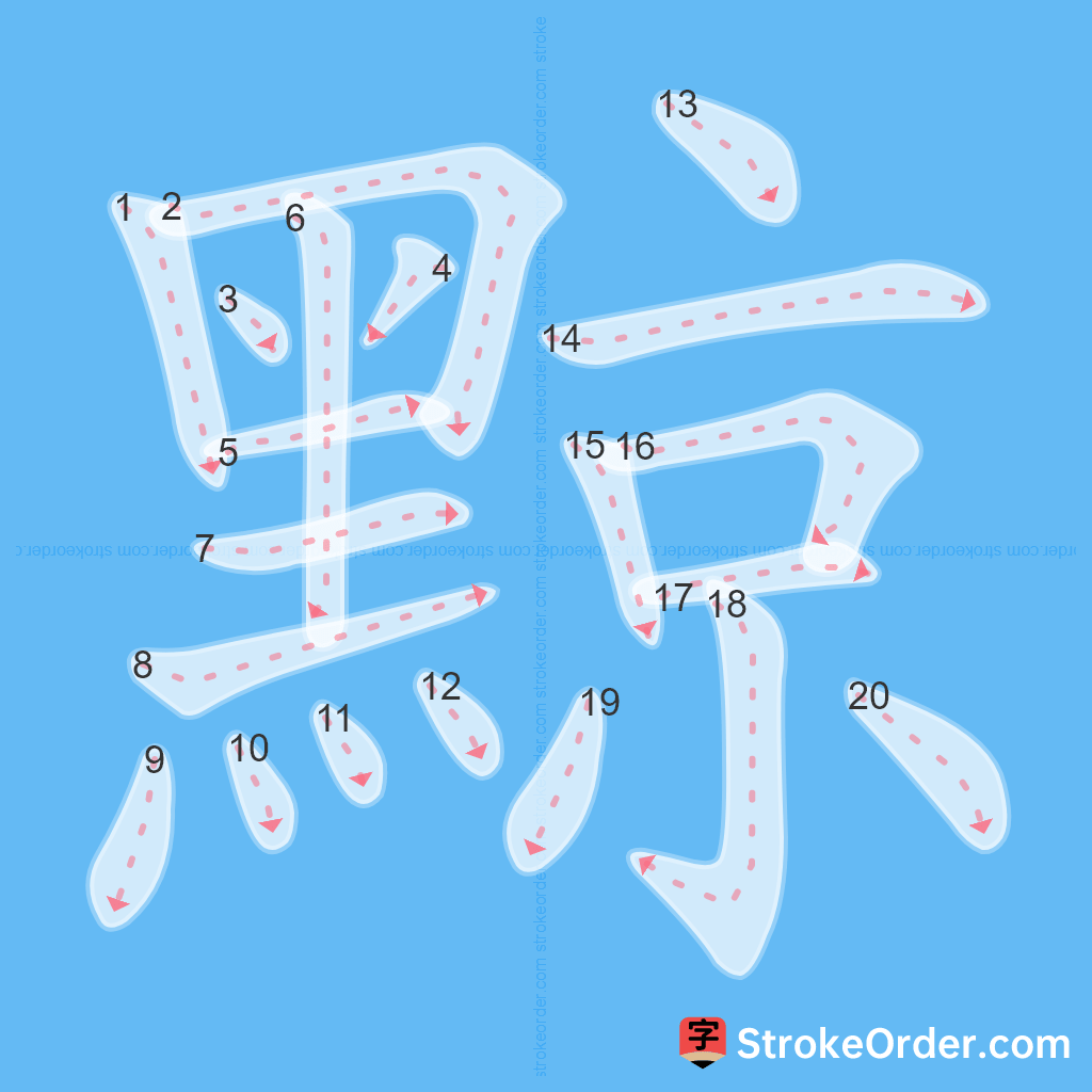 Standard stroke order for the Chinese character 黥