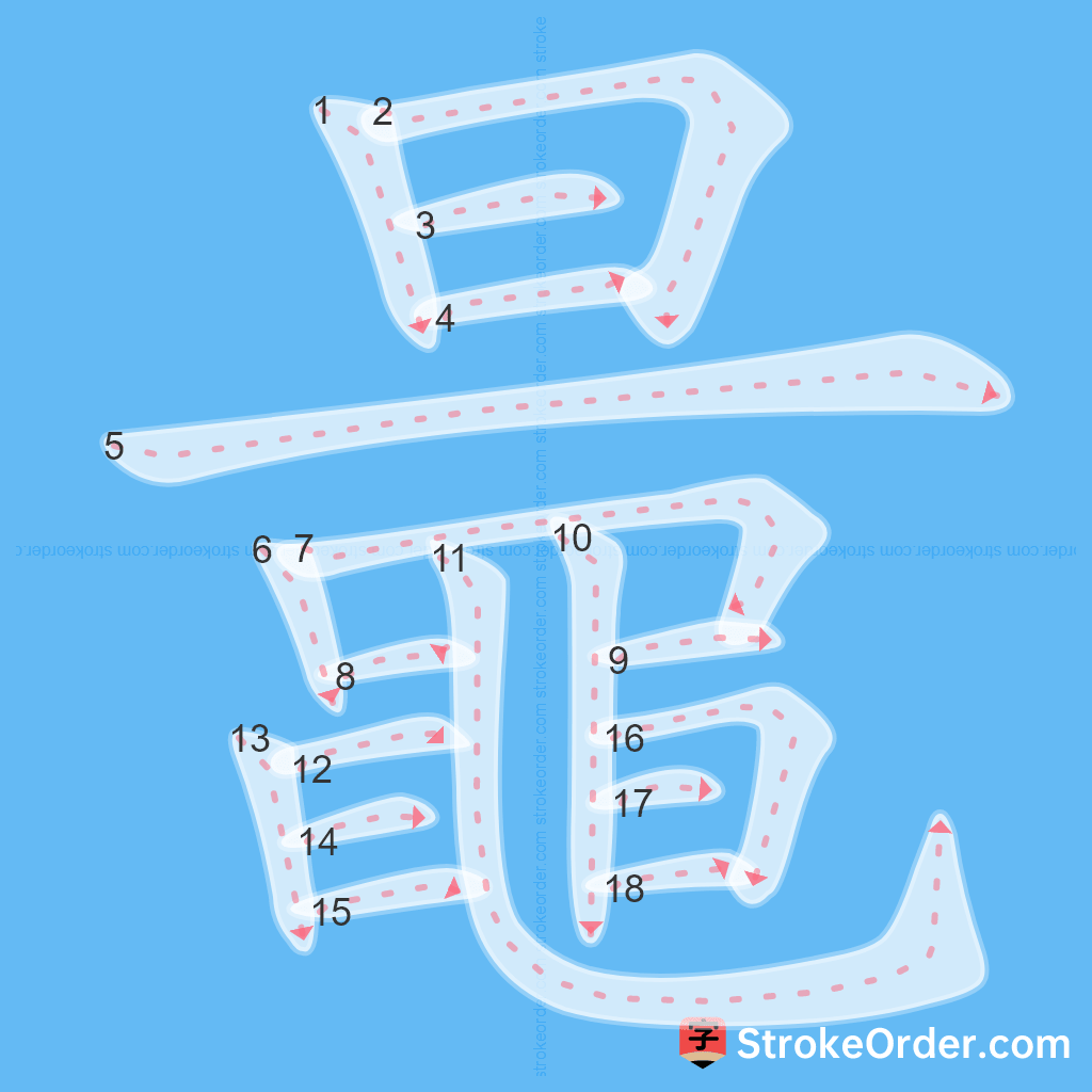 Standard stroke order for the Chinese character 鼂