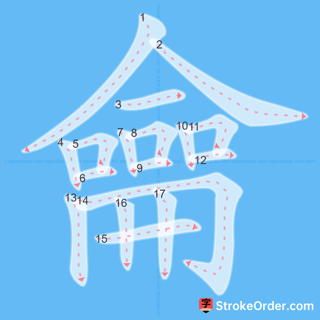 Standard stroke order for the Chinese character 龠