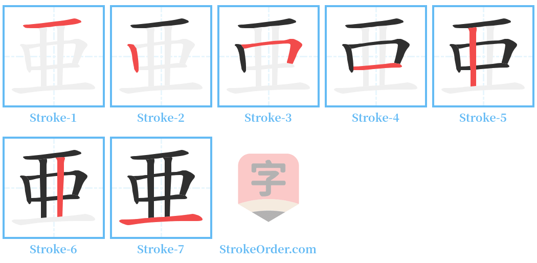 亜 Stroke Order Diagrams