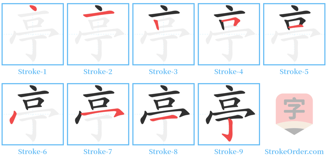 亭 Stroke Order Diagrams